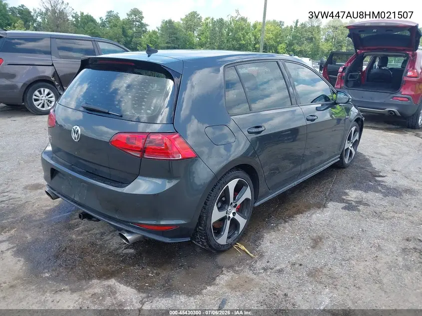 2017 Volkswagen Golf Gti Autobahn 4-Door/S 4-Door/Se 4-Door/Sport 4-Door VIN: 3VW447AU8HM021507 Lot: 45430300