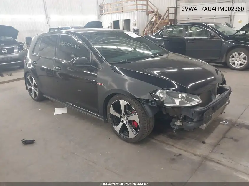 2017 Volkswagen Golf Gti S 4-Door VIN: 3VW4T7AU4HM002360 Lot: 45432422