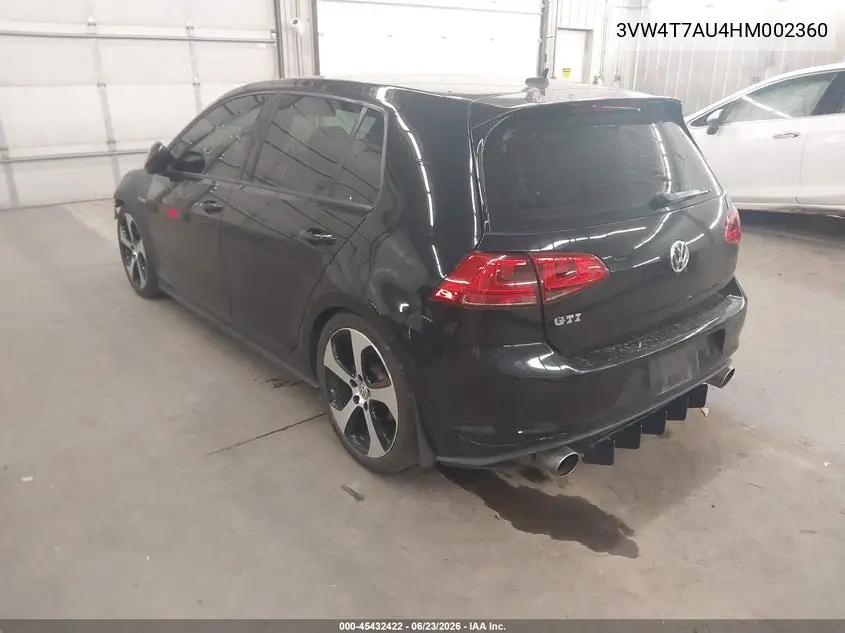 2017 Volkswagen Golf Gti S 4-Door VIN: 3VW4T7AU4HM002360 Lot: 45432422
