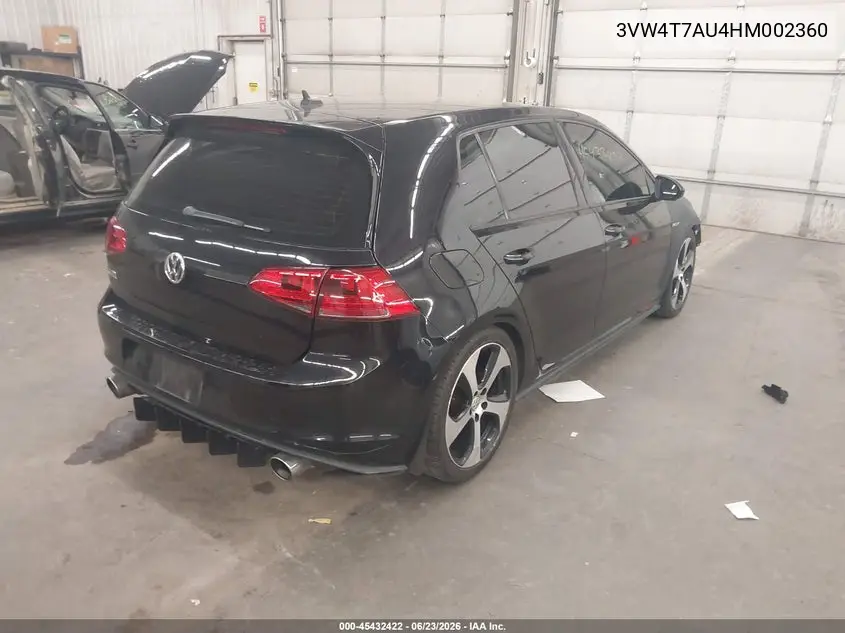 2017 Volkswagen Golf Gti S 4-Door VIN: 3VW4T7AU4HM002360 Lot: 45432422