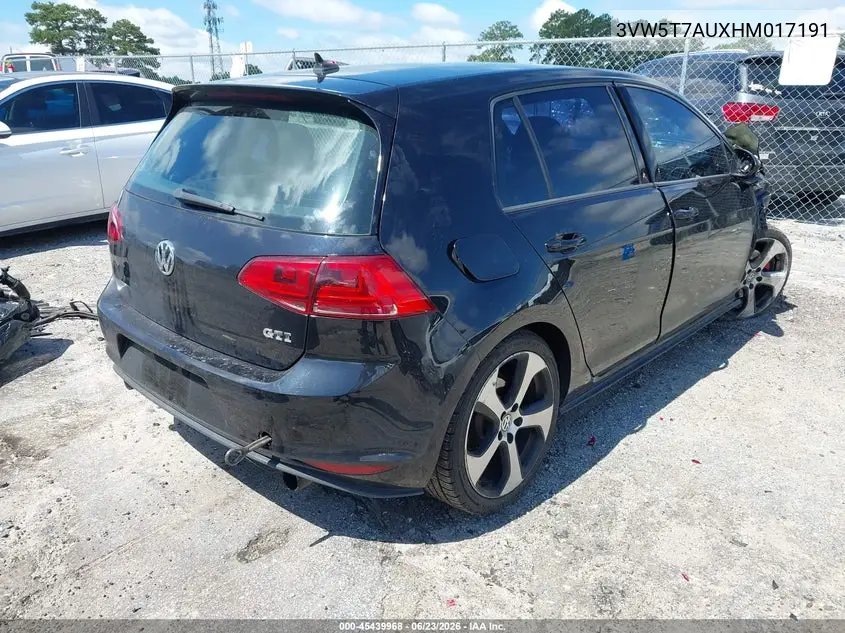 2017 Volkswagen Golf Gti Autobahn 4-Door/S 4-Door/Se 4-Door/Sport 4-Door VIN: 3VW5T7AUXHM017191 Lot: 45439968