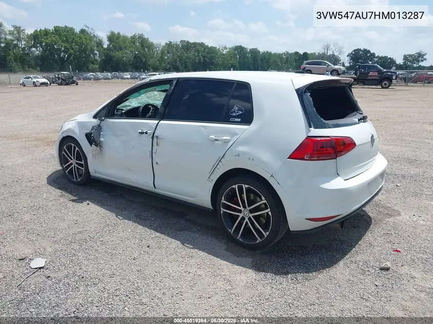 2017 Volkswagen Golf Gti Autobahn 4-Door/S 4-Door/Se 4-Door/Sport 4-Door VIN: 3VW547AU7HM013287 Lot: 45519364