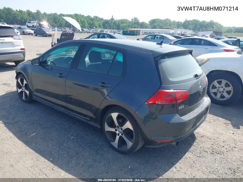 2017 Volkswagen Golf Gti Autobahn 4-Door/S 4-Door/Se 4-Door/Sport 4-Door VIN: 3VW4T7AU8HM071214 Lot: 45530185