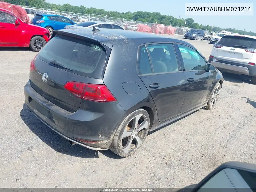 2017 Volkswagen Golf Gti Autobahn 4-Door/S 4-Door/Se 4-Door/Sport 4-Door VIN: 3VW4T7AU8HM071214 Lot: 45530185