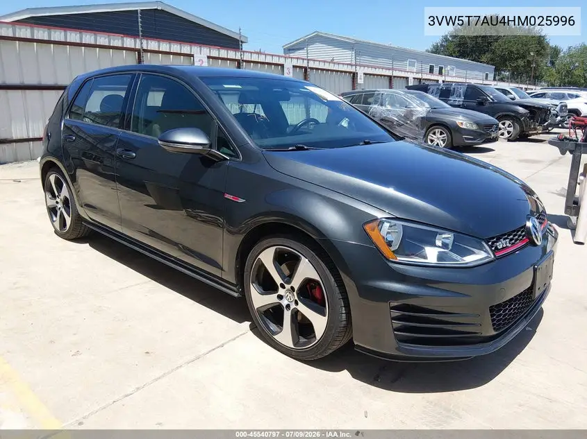 2017 Volkswagen Golf Gti Autobahn 4-Door/S 4-Door/Se 4-Door/Sport 4-Door VIN: 3VW5T7AU4HM025996 Lot: 45540797