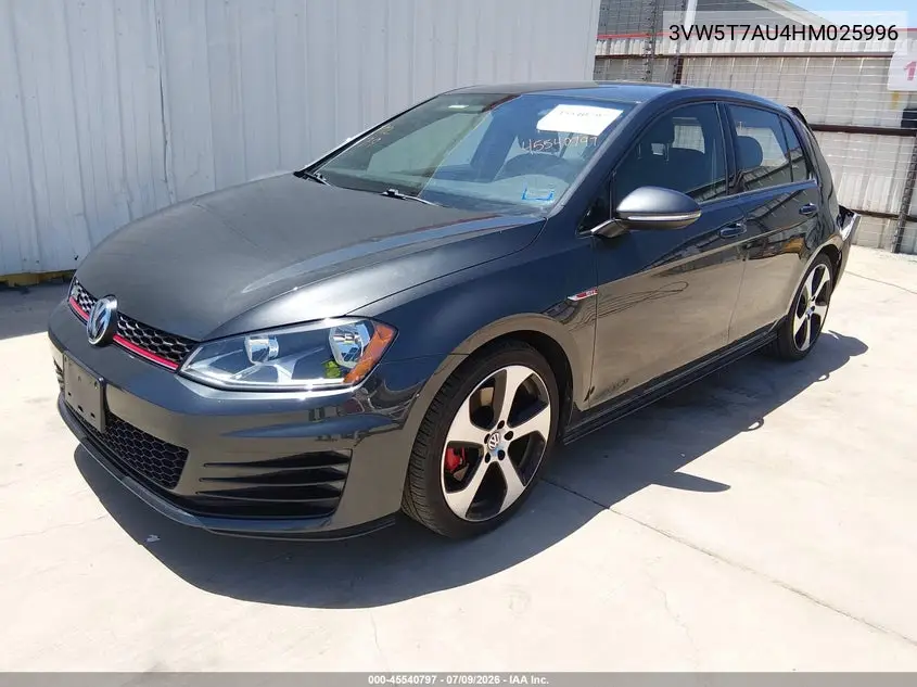 2017 Volkswagen Golf Gti Autobahn 4-Door/S 4-Door/Se 4-Door/Sport 4-Door VIN: 3VW5T7AU4HM025996 Lot: 45540797