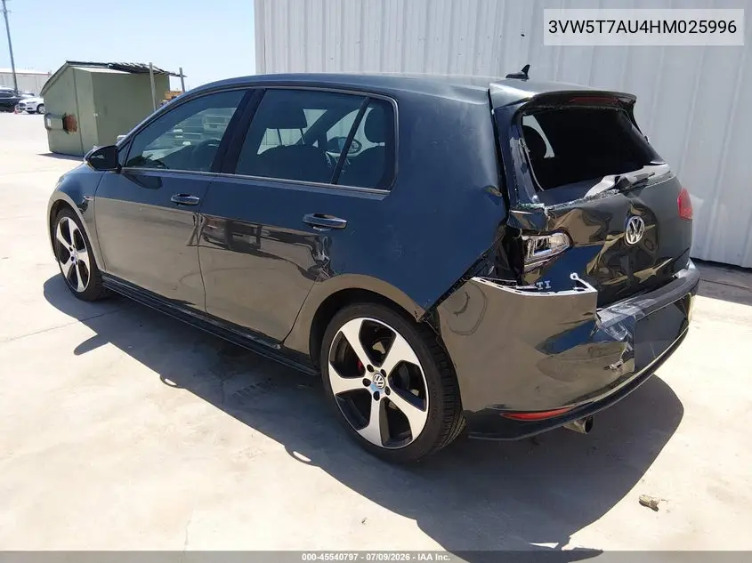 2017 Volkswagen Golf Gti Autobahn 4-Door/S 4-Door/Se 4-Door/Sport 4-Door VIN: 3VW5T7AU4HM025996 Lot: 45540797