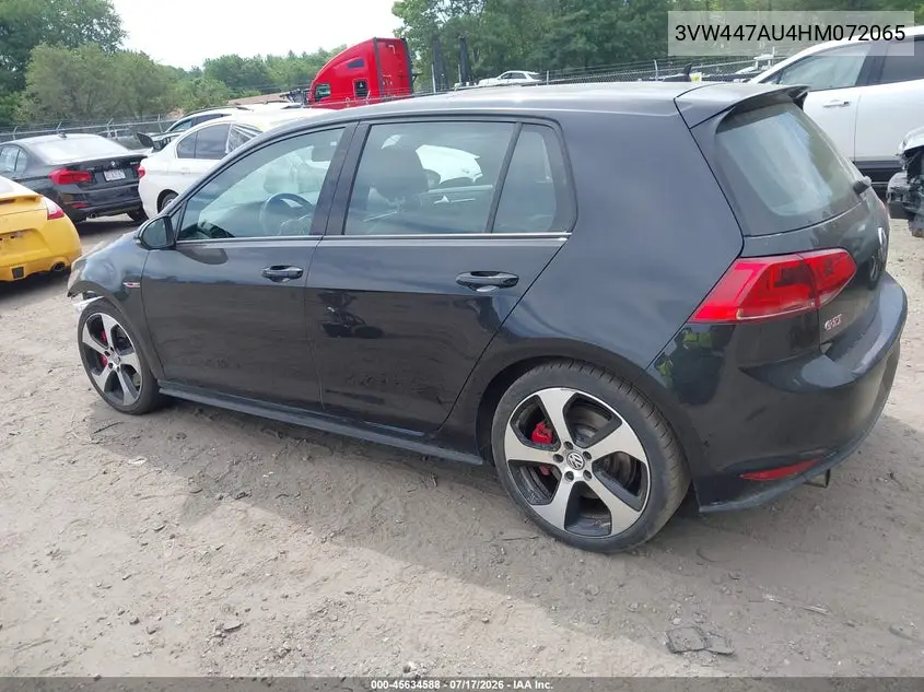 2017 Volkswagen Golf Gti Autobahn 4-Door/S 4-Door/Se 4-Door/Sport 4-Door VIN: 3VW447AU4HM072065 Lot: 45634588