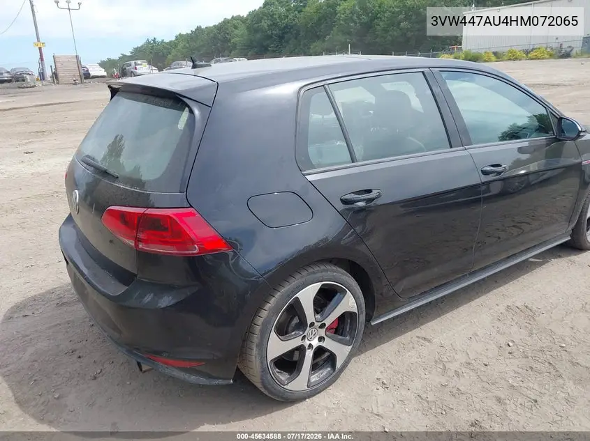2017 Volkswagen Golf Gti Autobahn 4-Door/S 4-Door/Se 4-Door/Sport 4-Door VIN: 3VW447AU4HM072065 Lot: 45634588