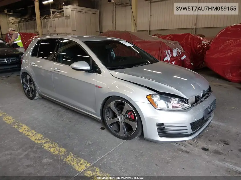 2017 Volkswagen Golf Gti Autobahn 4-Door/S 4-Door/Se 4-Door/Sport 4-Door VIN: 3VW5T7AU7HM059155 Lot: 45638691