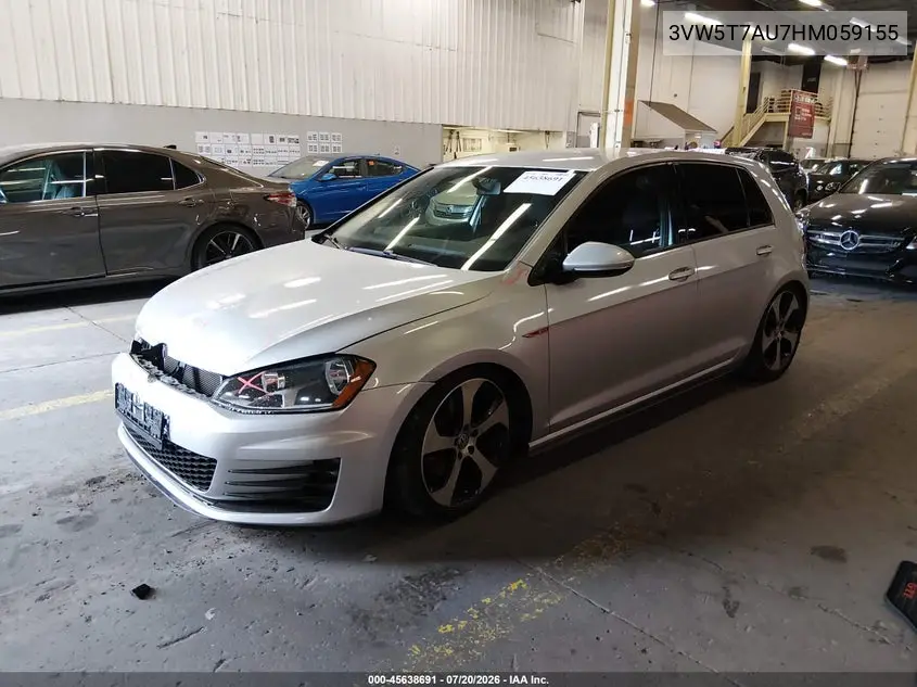 2017 Volkswagen Golf Gti Autobahn 4-Door/S 4-Door/Se 4-Door/Sport 4-Door VIN: 3VW5T7AU7HM059155 Lot: 45638691