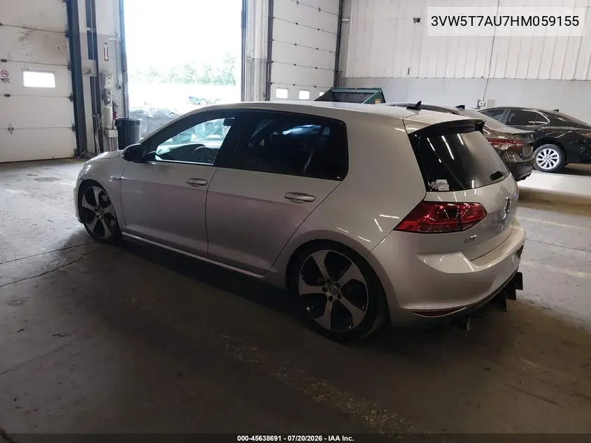 2017 Volkswagen Golf Gti Autobahn 4-Door/S 4-Door/Se 4-Door/Sport 4-Door VIN: 3VW5T7AU7HM059155 Lot: 45638691