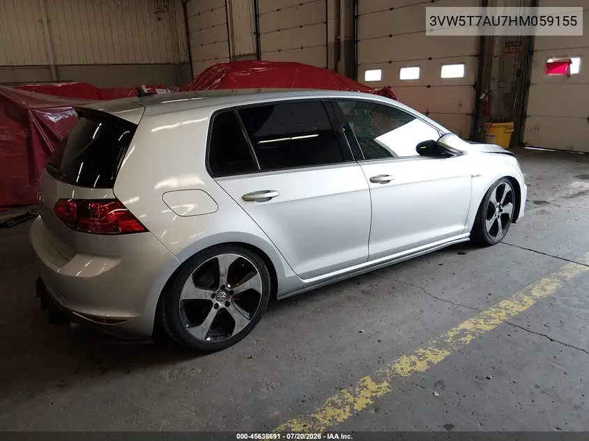 2017 Volkswagen Golf Gti Autobahn 4-Door/S 4-Door/Se 4-Door/Sport 4-Door VIN: 3VW5T7AU7HM059155 Lot: 45638691