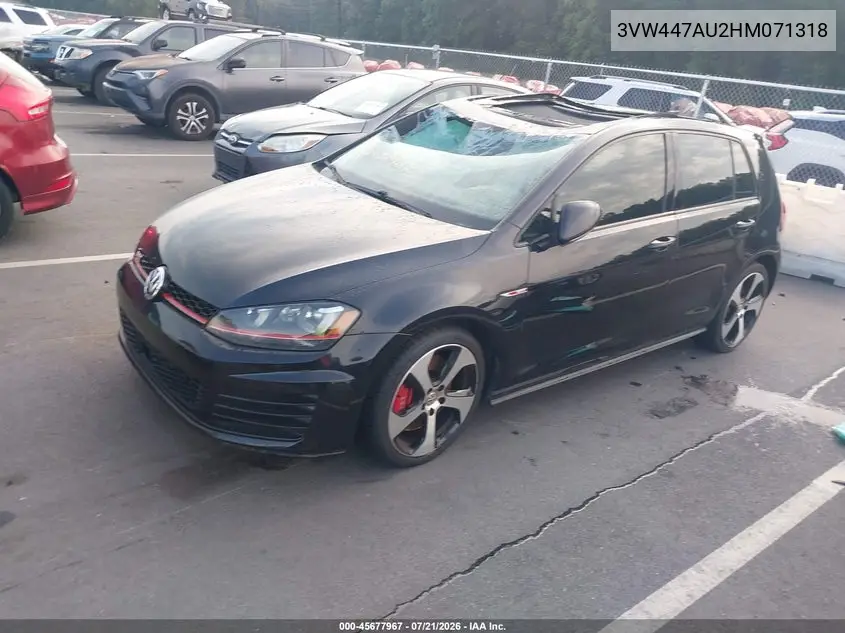 2017 Volkswagen Golf Gti Autobahn 4-Door/S 4-Door/Se 4-Door/Sport 4-Door VIN: 3VW447AU2HM071318 Lot: 45677967