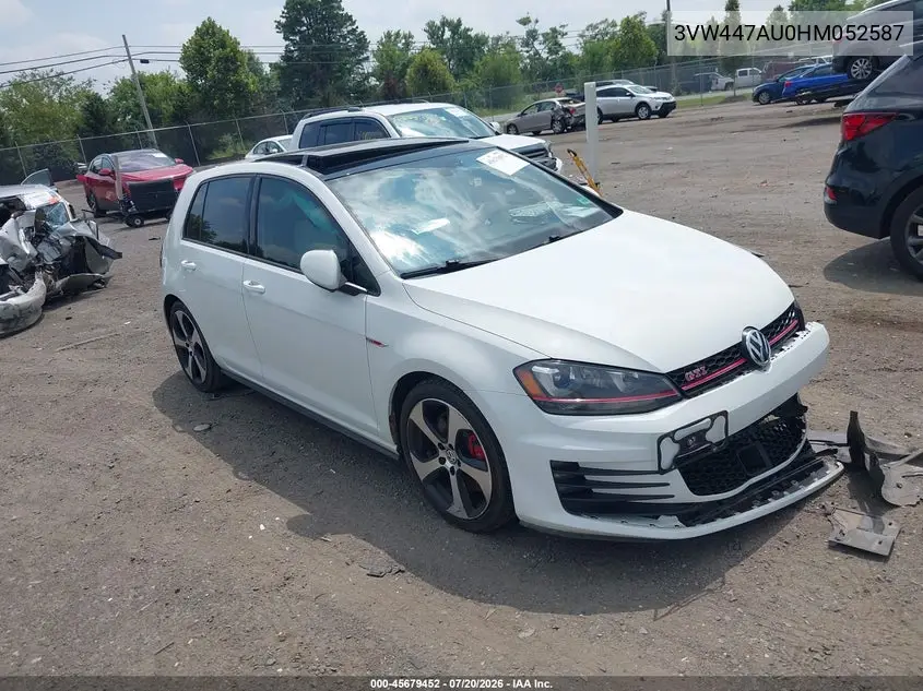 2017 Volkswagen Golf Gti Autobahn 4-Door/S 4-Door/Se 4-Door/Sport 4-Door VIN: 3VW447AU0HM052587 Lot: 45679452