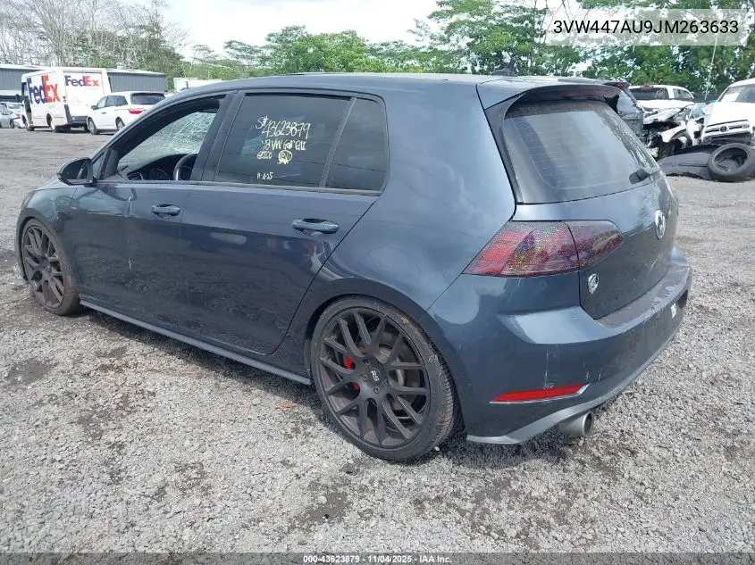 2018 Volkswagen Golf Gti 2.0T Autobahn/2.0T S/2.0T Se VIN: 3VW447AU9JM263633 Lot: 43623879
