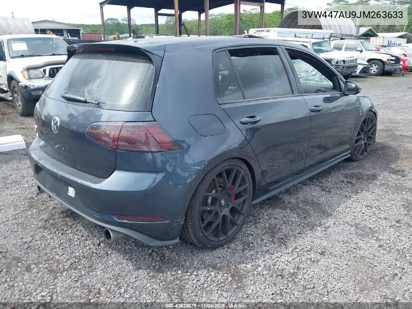 2018 Volkswagen Golf Gti 2.0T Autobahn/2.0T S/2.0T Se VIN: 3VW447AU9JM263633 Lot: 43623879