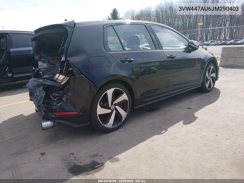 2018 Volkswagen Golf Gti 2.0T Autobahn/2.0T S/2.0T Se VIN: 3VW447AU6JM290403 Lot: 44746788