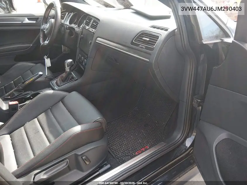 2018 Volkswagen Golf Gti 2.0T Autobahn/2.0T S/2.0T Se VIN: 3VW447AU6JM290403 Lot: 44746788