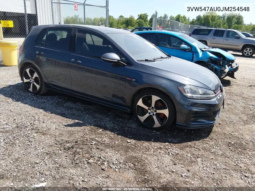 2018 Volkswagen Golf Gti 2.0T Autobahn/2.0T S/2.0T Se VIN: 3VW547AU0JM254548 Lot: 45061087