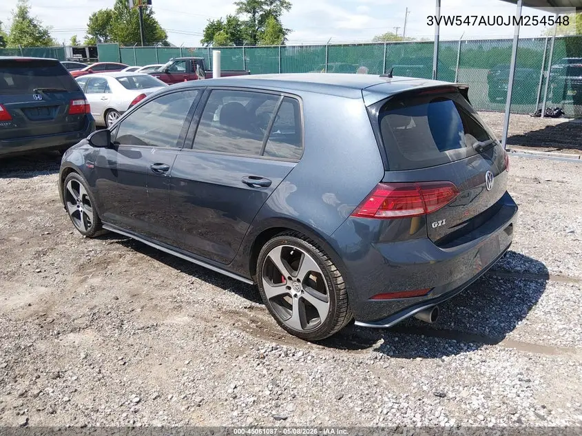 2018 Volkswagen Golf Gti 2.0T Autobahn/2.0T S/2.0T Se VIN: 3VW547AU0JM254548 Lot: 45061087