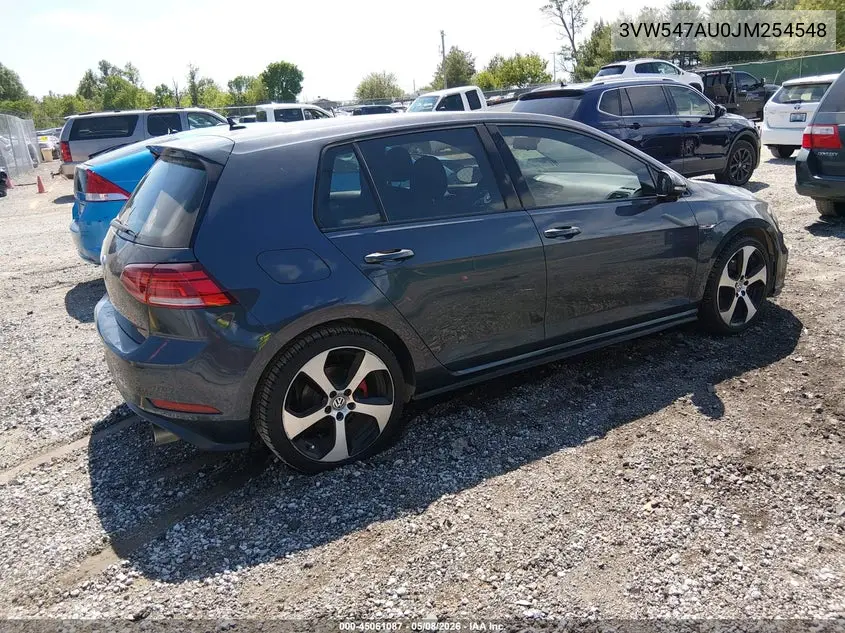 2018 Volkswagen Golf Gti 2.0T Autobahn/2.0T S/2.0T Se VIN: 3VW547AU0JM254548 Lot: 45061087