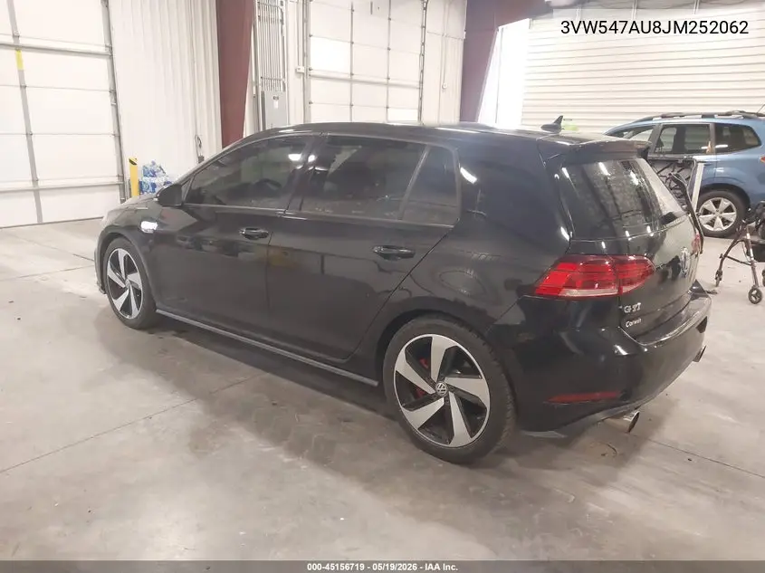 2018 Volkswagen Golf Gti 2.0T Autobahn/2.0T S/2.0T Se VIN: 3VW547AU8JM252062 Lot: 45156719