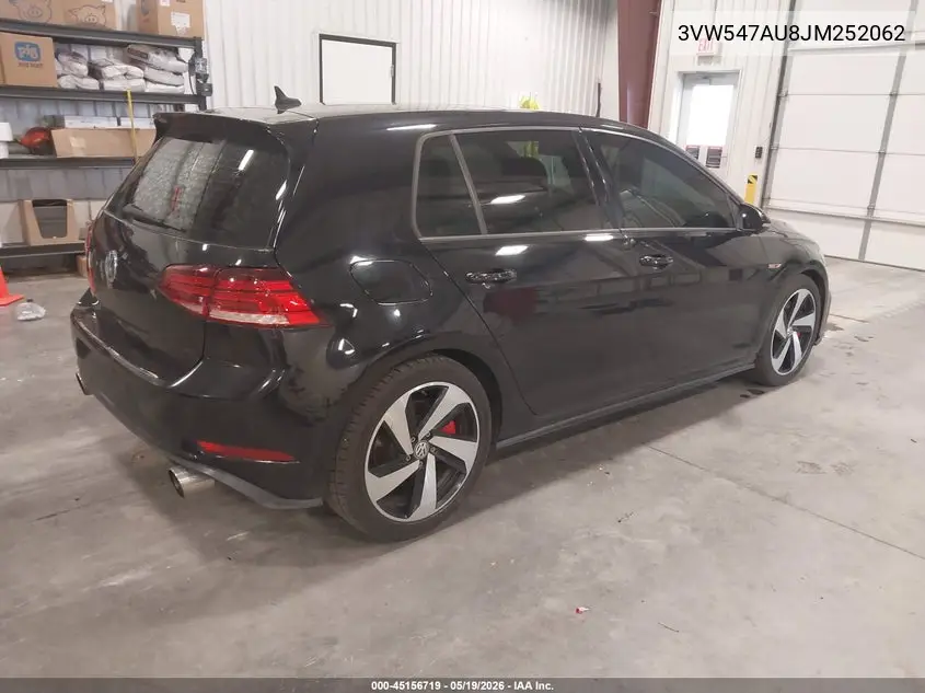 2018 Volkswagen Golf Gti 2.0T Autobahn/2.0T S/2.0T Se VIN: 3VW547AU8JM252062 Lot: 45156719