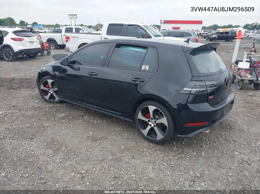 2018 Volkswagen Golf Gti 2.0T Autobahn/2.0T S/2.0T Se VIN: 3VW447AU8JM296509 Lot: 45175072