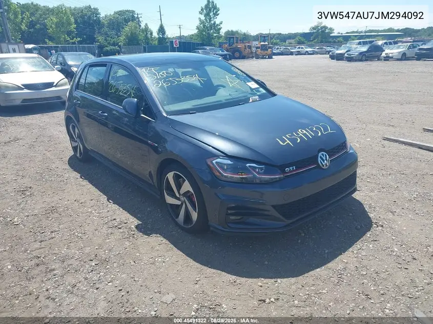 2018 Volkswagen Golf Gti 2.0T Autobahn/2.0T S/2.0T Se VIN: 3VW547AU7JM294092 Lot: 45491322