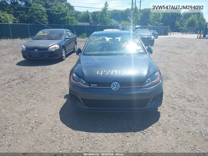 2018 Volkswagen Golf Gti 2.0T Autobahn/2.0T S/2.0T Se VIN: 3VW547AU7JM294092 Lot: 45491322