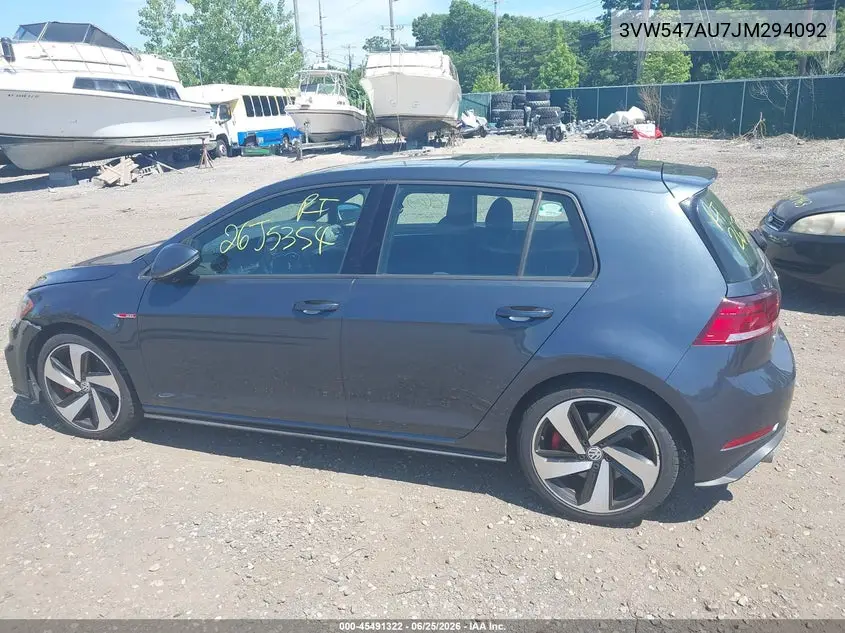 2018 Volkswagen Golf Gti 2.0T Autobahn/2.0T S/2.0T Se VIN: 3VW547AU7JM294092 Lot: 45491322