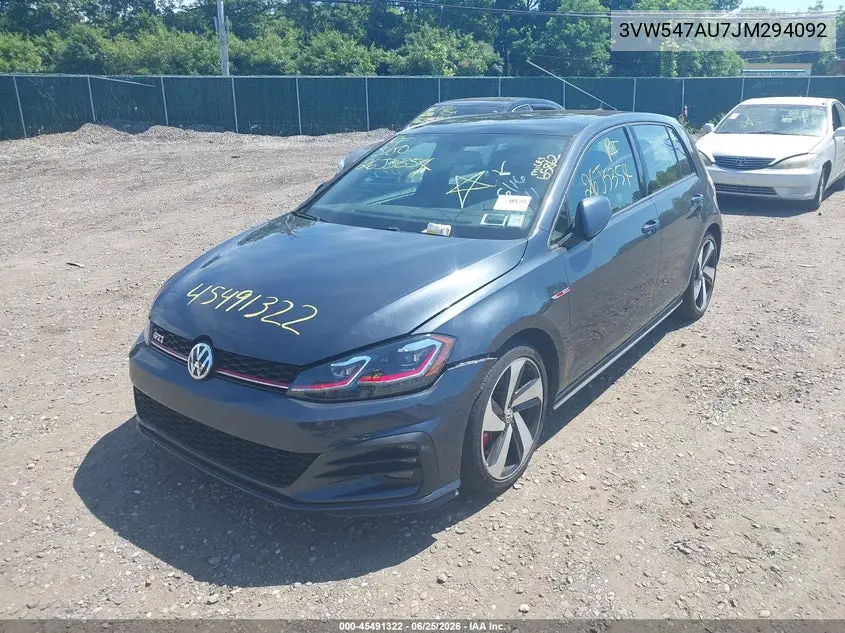 2018 Volkswagen Golf Gti 2.0T Autobahn/2.0T S/2.0T Se VIN: 3VW547AU7JM294092 Lot: 45491322