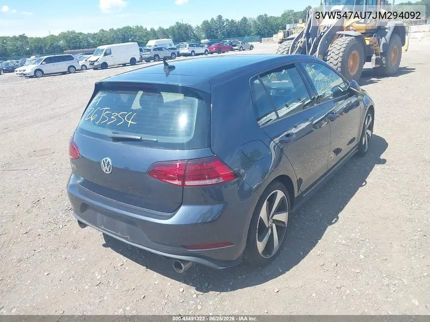 2018 Volkswagen Golf Gti 2.0T Autobahn/2.0T S/2.0T Se VIN: 3VW547AU7JM294092 Lot: 45491322