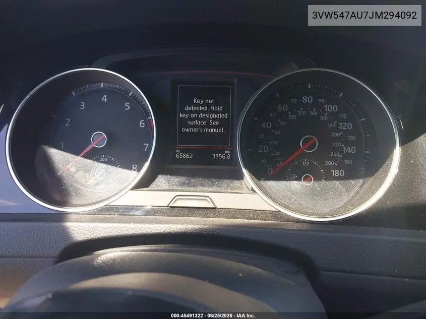 2018 Volkswagen Golf Gti 2.0T Autobahn/2.0T S/2.0T Se VIN: 3VW547AU7JM294092 Lot: 45491322