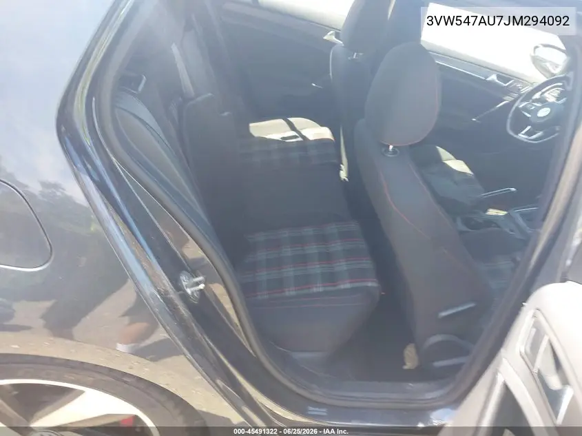 2018 Volkswagen Golf Gti 2.0T Autobahn/2.0T S/2.0T Se VIN: 3VW547AU7JM294092 Lot: 45491322