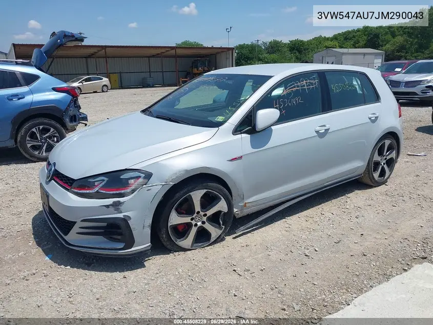 2018 Volkswagen Golf Gti 2.0T Autobahn/2.0T S/2.0T Se VIN: 3VW547AU7JM290043 Lot: 45508229