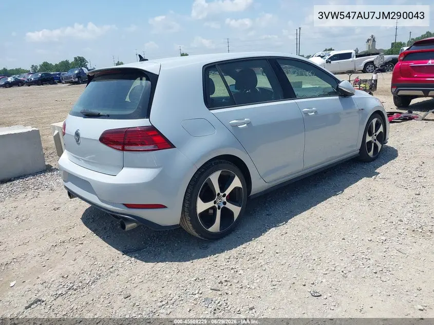 2018 Volkswagen Golf Gti 2.0T Autobahn/2.0T S/2.0T Se VIN: 3VW547AU7JM290043 Lot: 45508229