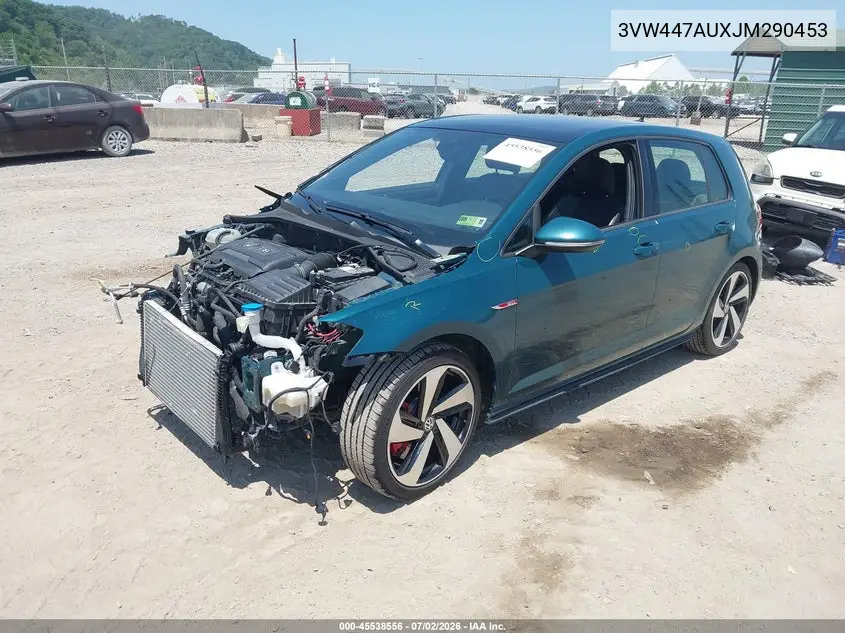 2018 Volkswagen Golf Gti 2.0T Autobahn/2.0T S/2.0T Se VIN: 3VW447AUXJM290453 Lot: 45538556