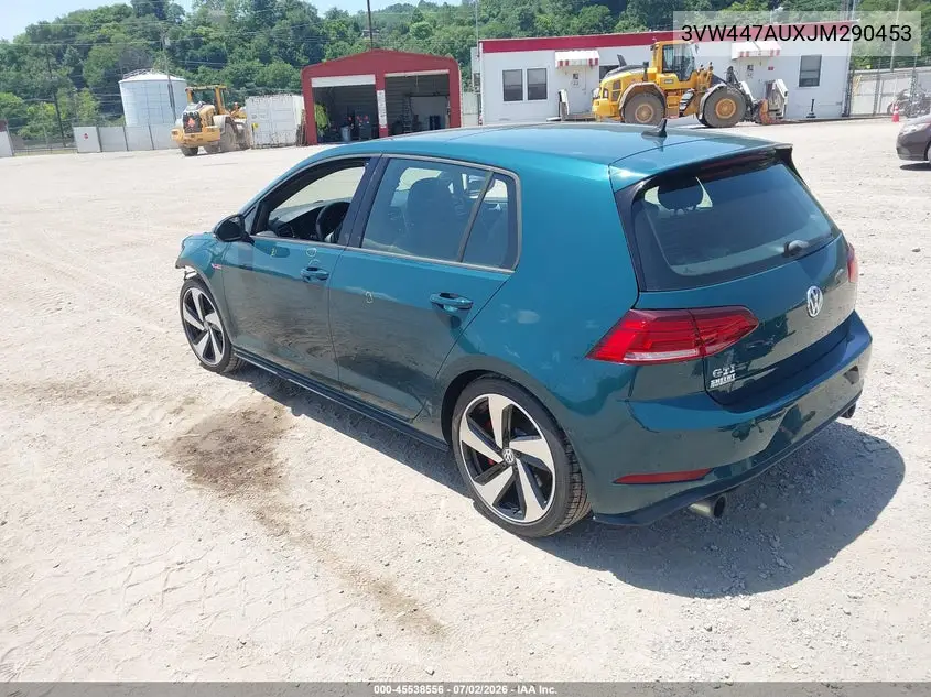 2018 Volkswagen Golf Gti 2.0T Autobahn/2.0T S/2.0T Se VIN: 3VW447AUXJM290453 Lot: 45538556