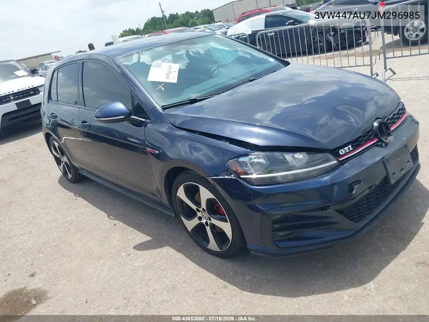 2018 Volkswagen Golf Gti 2.0T Autobahn/2.0T S/2.0T Se VIN: 3VW447AU7JM296985 Lot: 45653060