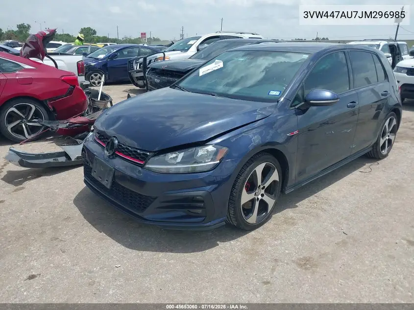 2018 Volkswagen Golf Gti 2.0T Autobahn/2.0T S/2.0T Se VIN: 3VW447AU7JM296985 Lot: 45653060