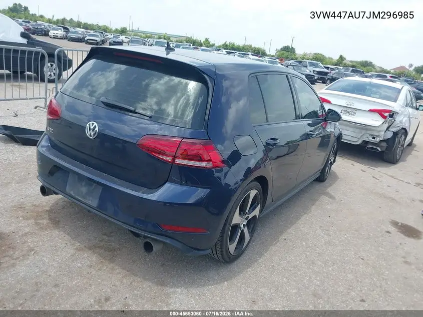 2018 Volkswagen Golf Gti 2.0T Autobahn/2.0T S/2.0T Se VIN: 3VW447AU7JM296985 Lot: 45653060
