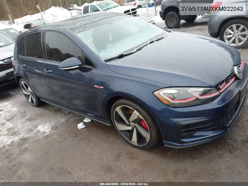 2019 Volkswagen Golf Gti 2.0T Autobahn/2.0T Rabbit Edition/2.0T S/2.0T Se VIN: 3VW5T7AUXKM022043 Lot: 44439260