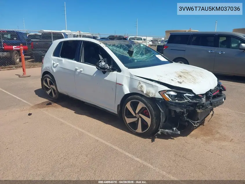 2019 Volkswagen Golf Gti VIN: 3VW6T7AU5KM037036 Lot: 44984378