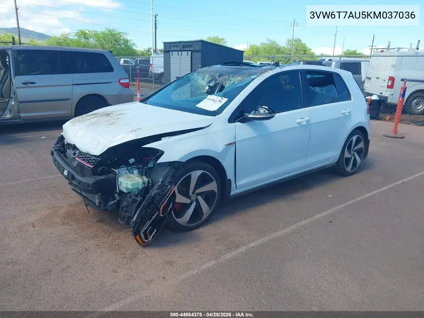 2019 Volkswagen Golf Gti VIN: 3VW6T7AU5KM037036 Lot: 44984378