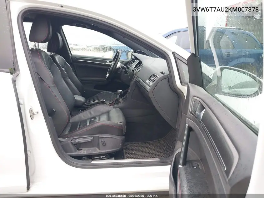 2019 Volkswagen Golf Gti 2.0T Autobahn/2.0T Rabbit Edition/2.0T S/2.0T Se VIN: 3VW6T7AU2KM007878 Lot: 45038458