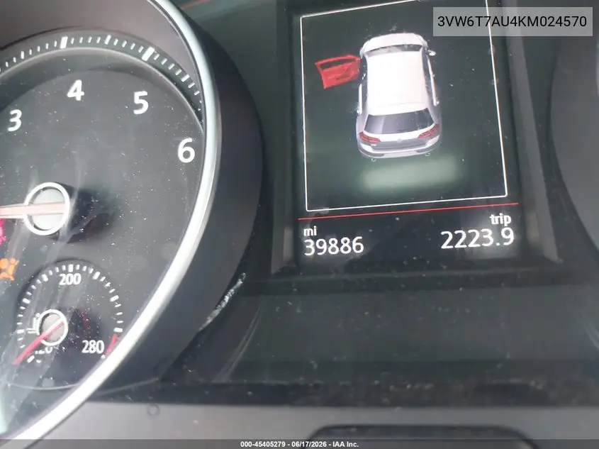 2019 Volkswagen Golf Gti 2.0T Autobahn/2.0T Rabbit Edition/2.0T S/2.0T Se VIN: 3VW6T7AU4KM024570 Lot: 45405279
