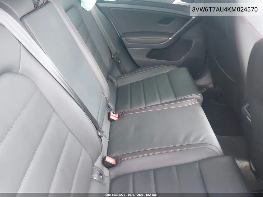 2019 Volkswagen Golf Gti 2.0T Autobahn/2.0T Rabbit Edition/2.0T S/2.0T Se VIN: 3VW6T7AU4KM024570 Lot: 45405279