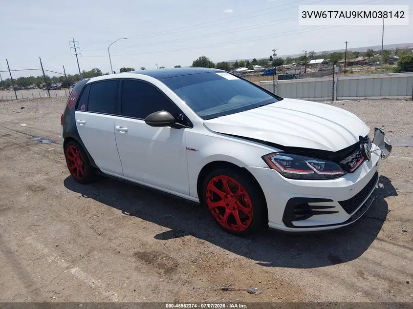 2019 Volkswagen Golf Gti 2.0T Autobahn/2.0T Rabbit Edition/2.0T S/2.0T Se VIN: 3VW6T7AU9KM038142 Lot: 45562374